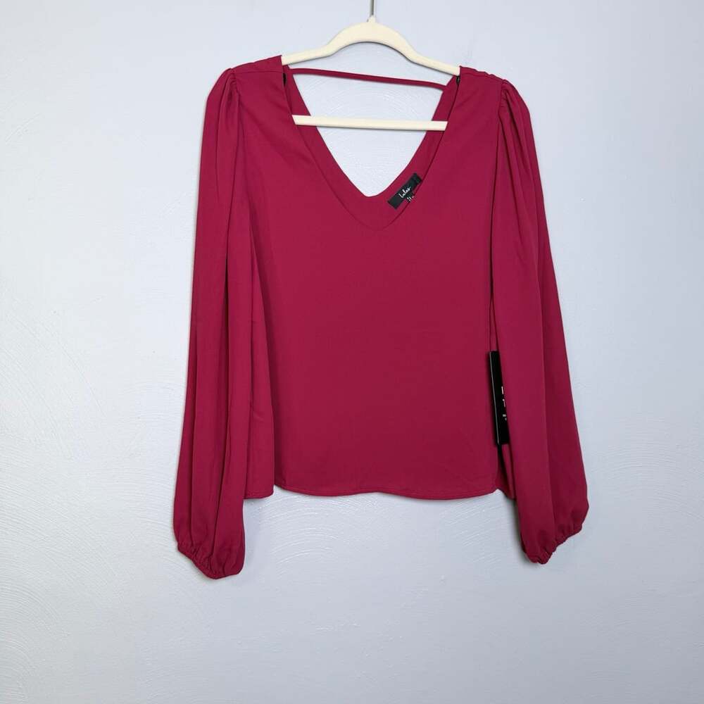 Lulus Blouse Size M red Long Sleeve V-Neck